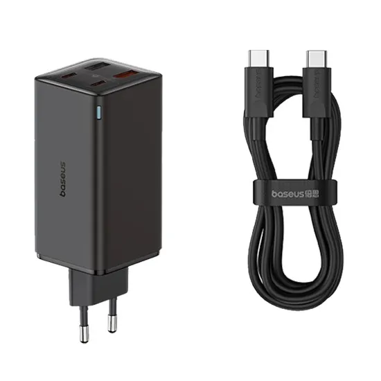 Incarcator 2x USB, 2x Type-C, 100W + Cablu Type-C, 100W, 20V, 5A, 1m - Baseus GaN6 Pro (P10162705112-00) - Black Incarcator 2x USB, 2x Type-C, 100W + Cablu Type-C, 100W, 20V, 5A, 1m - Baseus GaN6 Pro (P10162705112-00) - Black