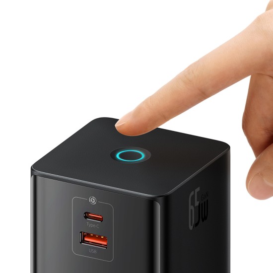 Incarcator 3 x AC, USB, Type-C cu Cablu Type-C, 65W, US Plug - Baseus (PSLR000101) - Black Incarcator 3 x AC, USB, Type-C cu Cablu Type-C, 65W, US Plug - Baseus (PSLR000101) - Black