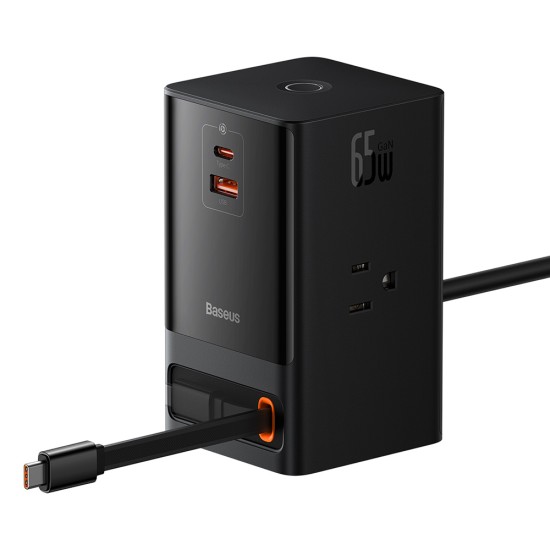 Incarcator 3 x AC, USB, Type-C cu Cablu Type-C, 65W, US Plug - Baseus (PSLR000101) - Black Incarcator 3 x AC, USB, Type-C cu Cablu Type-C, 65W, US Plug - Baseus (PSLR000101) - Black