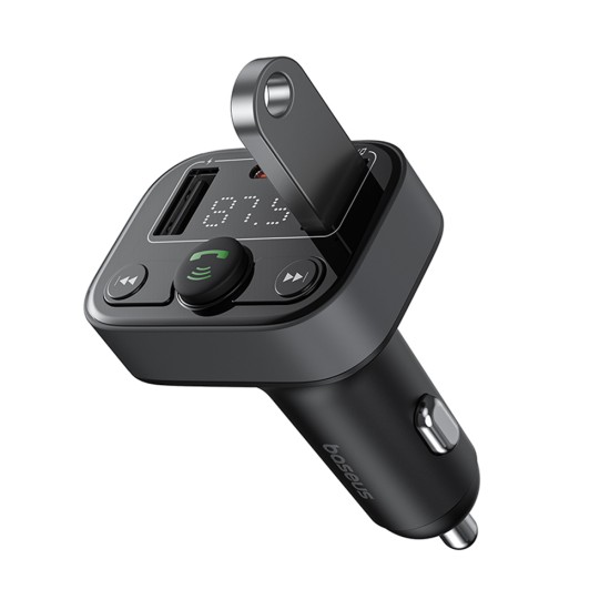 Incarcator Auto cu Modulator FM, USB, Type-C, 18W - Baseus S-09 Lite (C10762300113-00) - Cluster Black