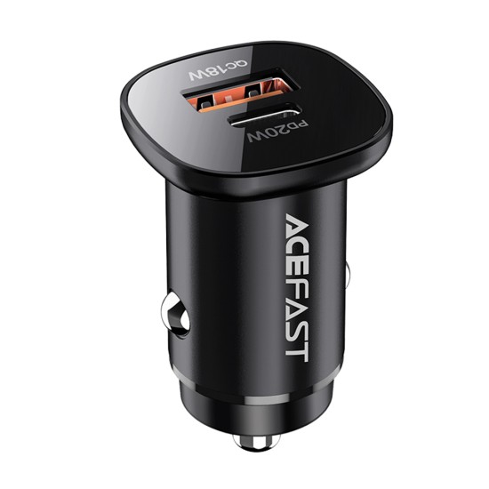 Incarcator Auto Type-C, USB, 38W, Dual-Port, Fast Charging, Lumina LED - Acefast (B1) - Black Incarcator Auto Type-C, USB, 38W, Dual-Port, Fast Charging, Lumina LED - Acefast (B1) - Black