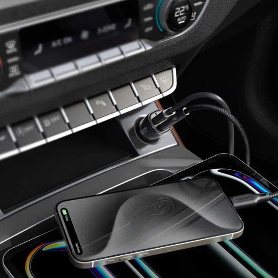 Incarcator Auto USB-A QC 3.0 18W, Type-C PD30W - Spigen Arcstation Essential (EV482) - Black Incarcator Auto USB-A QC 3.0 18W, Type-C PD30W - Spigen Arcstation Essential (EV482) - Black