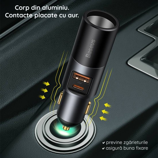 Incarcator de Masina, USB, Type-C, 120W - Baseus Share Together (CCBT-C0G) - Gray Incarcator de Masina, USB, Type-C, 120W - Baseus Share Together (CCBT-C0G) - Gray