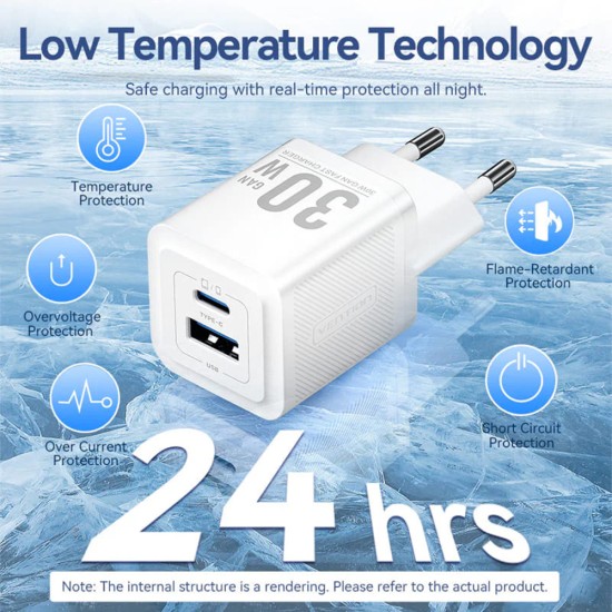 Incarcator EU, GaN, Type-C, USB, PD30W, Fast Charging - Vention (TZ-FEQW0-EU-01) - White Incarcator EU, GaN, Type-C, USB, PD30W, Fast Charging - Vention (TZ-FEQW0-EU-01) - White