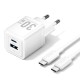 Incarcator EU, GaN, Type-C, USB, PD30W, Fast Charging - Vention (TZ-FEQW0-EU-01) - White Incarcator EU, GaN, Type-C, USB, PD30W, Fast Charging - Vention (TZ-FEQW0-EU-01) - White