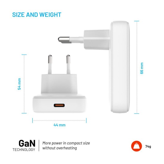 Incarcator EU, Type-C, 30W - Fixed Slim (FIXCG30S-C-WH) - White Incarcator EU, Type-C, 30W - Fixed Slim (FIXCG30S-C-WH) - White
