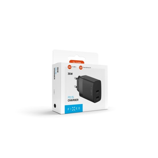 Incarcator EU, Type-C, 35W - Fixed (FIXC35-2C-BK) - Black Incarcator EU, Type-C, 35W - Fixed (FIXC35-2C-BK) - Black