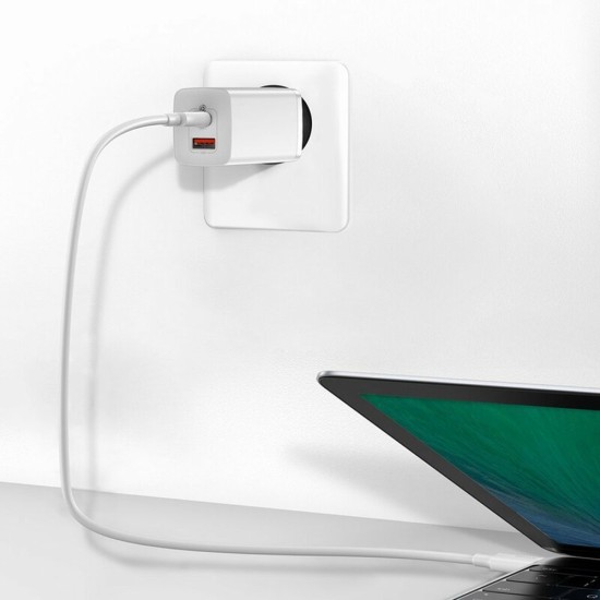 Incarcator EU USB, Type-C, 65W - Baseus GaN Lite (CCGAN2L-B02) - White