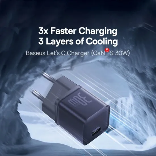 Incarcator GaN5S, Type-C, Fast Charge, 30W - Baseus Gallium Nitride (P10162504523-00) - Purple