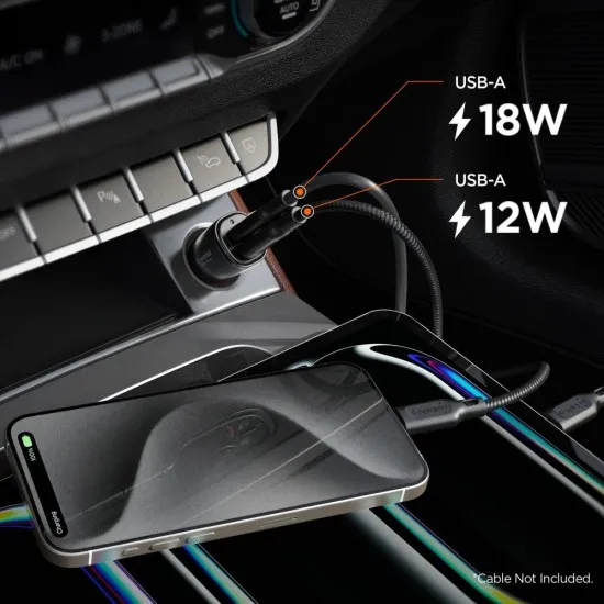 Incarcator pentru Masina 2 x USB, 30W - Spigen Essential (EV302) - Black