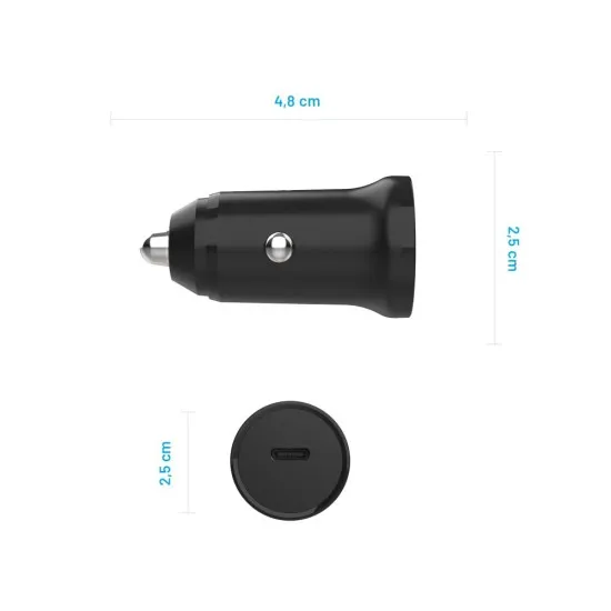 Incarcator pentru Masina, Type-C, 30W - Fixed (FIXCC30N-C-BK) - Black Incarcator pentru Masina, Type-C, 30W - Fixed (FIXCC30N-C-BK) - Black