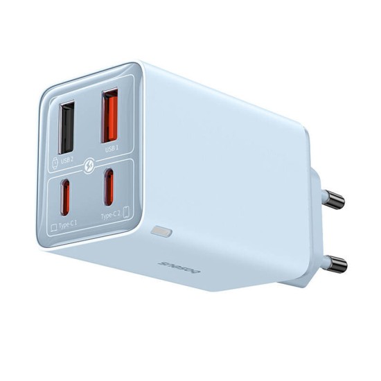 Incarcator pentru Priza 2x USB, 2x Type-C, 65W + Cablu Type-C la Type-C - Baseus (P10162701313-00) - Blue Incarcator pentru Priza 2x USB, 2x Type-C, 65W + Cablu Type-C la Type-C - Baseus (P10162701313-00) - Blue