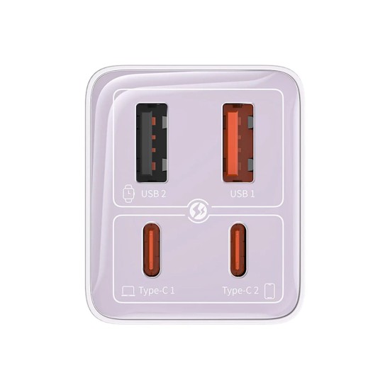 Incarcator pentru Priza 2x USB, 2x Type-C, 65W + Cablu Type-C la Type-C - Baseus (P10162701533-00) - Purple Incarcator pentru Priza 2x USB, 2x Type-C, 65W + Cablu Type-C la Type-C - Baseus (P10162701533-00) - Purple