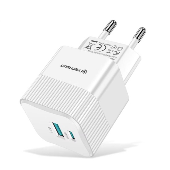 Incarcator Priza GaN, USB, Type-C, 25W - Techsuit (CHPD216) - White Incarcator Priza GaN, USB, Type-C, 25W - Techsuit (CHPD216) - White