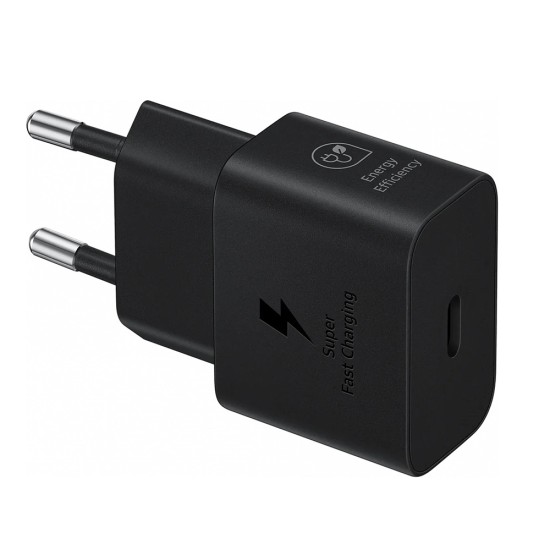 Incarcator priza USB-C, 25W + Cablu Type-C - Samsung (EP-T2510XWEGEU) - Black (Blister Packing)