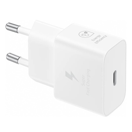 Incarcator priza USB-C, 25W + Cablu Type-C - Samsung (EP-T2510XWEGEU) - White (Blister Packing)