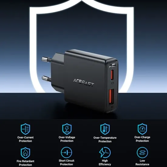Incarcator Type-C, USB, pentru Priza, PD30W, GaN - Acefast (A69) - Black Incarcator Type-C, USB, pentru Priza, PD30W, GaN - Acefast (A69) - Black