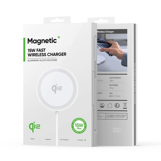 Incarcator Wireless Magnetic pentru iPhone -  Duzzona (W18) - White