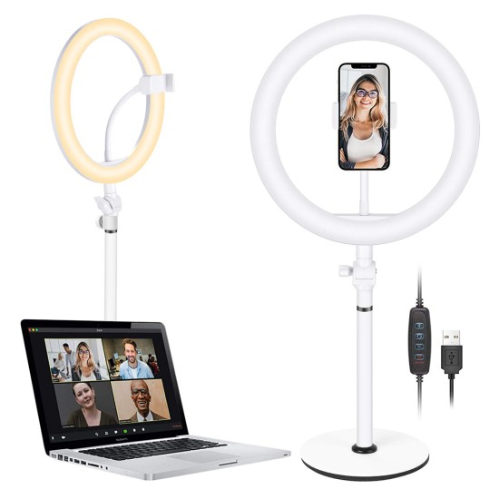 Lampa Birou pentru Telefon Circulara 10 - Techsuit Ring Light (RL-02) - White