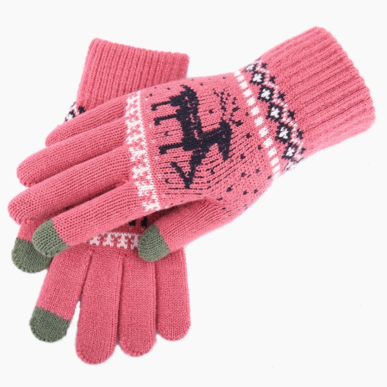 Manusi Touchscreen - Techsuit Raindeer Woolen (ST0002) - Dark Pink