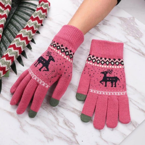 Manusi Touchscreen - Techsuit Raindeer Woolen (ST0002) - Dark Pink