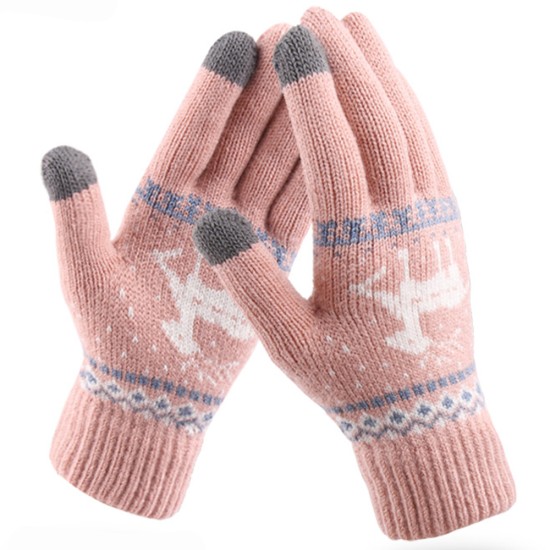 Manusi Touchscreen - Techsuit Raindeer Woolen (ST0002) - Pink