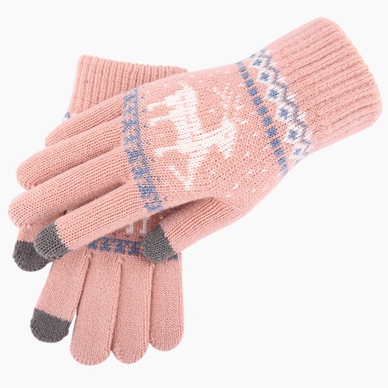 Manusi Touchscreen - Techsuit Raindeer Woolen (ST0002) - Pink