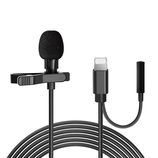 Micofon tip Lavaliera Lightning, Jack Female 3.5mm, Noise Reduction - Techsuit (WL1) - Black Micofon tip Lavaliera Lightning, Jack Female 3.5mm, Noise Reduction - Techsuit (WL1) - Black