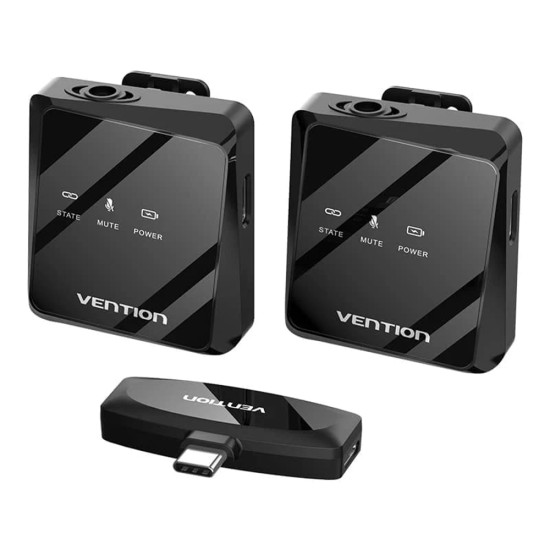 Microfon Wireless Lavaliera, Type-C, ANC, Plug and Play (set 2) - Vention (NCBB0) - Black