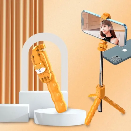 Mini Selfie Stick cu Telecomanda Detasabila, 70cm - Techsuit (KT01) - Orange Mini Selfie Stick cu Telecomanda Detasabila, 70cm - Techsuit (KT01) - Orange