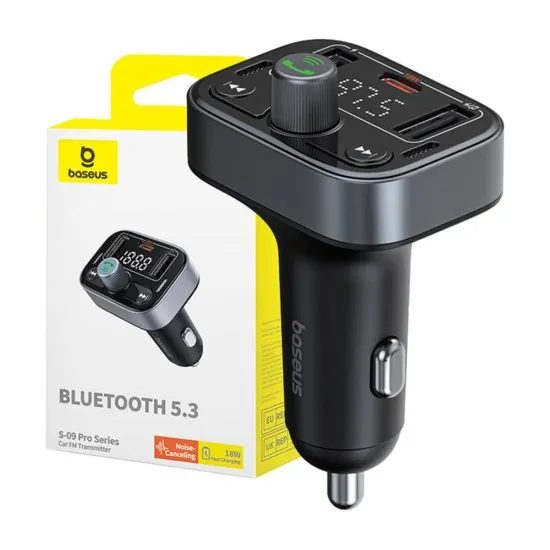 Modulator pentru Masina 2x USB, Type-C, Bluetooth 5.3 - Baseus S-09 Pro (C10762200113-00) - Black Modulator pentru Masina 2x USB, Type-C, Bluetooth 5.3 - Baseus S-09 Pro (C10762200113-00) - Black