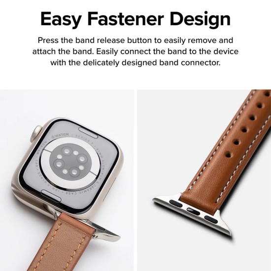 Rama pentru Apple Watch 1/2/3/4/5/6/7/8/9/SE/SE 2 (38/40/41mm) - Ringke Leather One Padded Slim - Brown