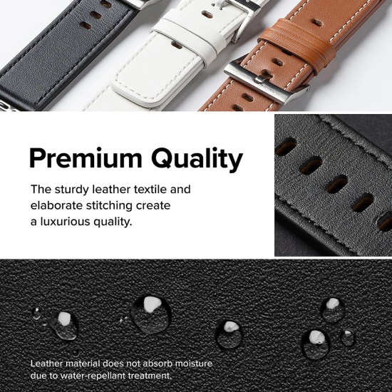 Rama pentru Apple Watch 1/2/3/4/5/6/7/8/9/SE/SE 2/Ultra/Ultra 2 (42/44/45/49mm) - Ringke Leather One Basic Bold - Brown