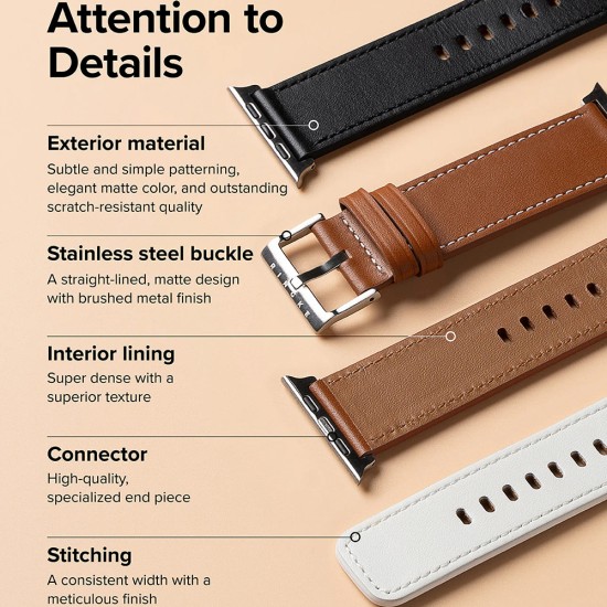 Rama pentru Apple Watch 1/2/3/4/5/6/7/8/9/SE/SE 2/Ultra/Ultra 2 (42/44/45/49mm) - Ringke Leather One Basic Bold - Brown