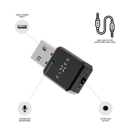Receiver Audio cu Microfon, Bluetooth - Fixed (FIXSIG-BK) - Black Receiver Audio cu Microfon, Bluetooth - Fixed (FIXSIG-BK) - Black