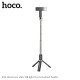 Selfie Stick Bluetooth cu Telecomanda, Lumini LED si Trepied, 80cm - Hoco (K16) - Black