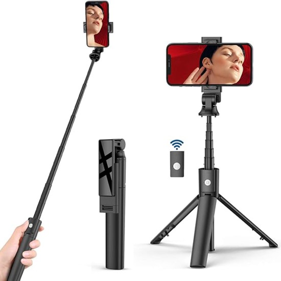 Selfie Stick cu Telecomanda, Tripod - Techsuit (K22) - Black