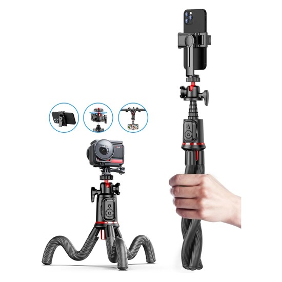 Selfie Stick cu Trepied, 64cm - Techsuit (C03) - Black