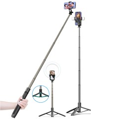 Selfie Stick cu Trepied si Telecomanda, 156cm - Techsuit (Q06) - Black Selfie Stick cu Trepied si Telecomanda, 156cm - Techsuit (Q06) - Black