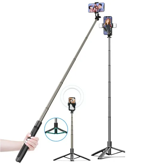 Selfie Stick cu Trepied si Telecomanda, 156cm - Techsuit (Q06) - Black