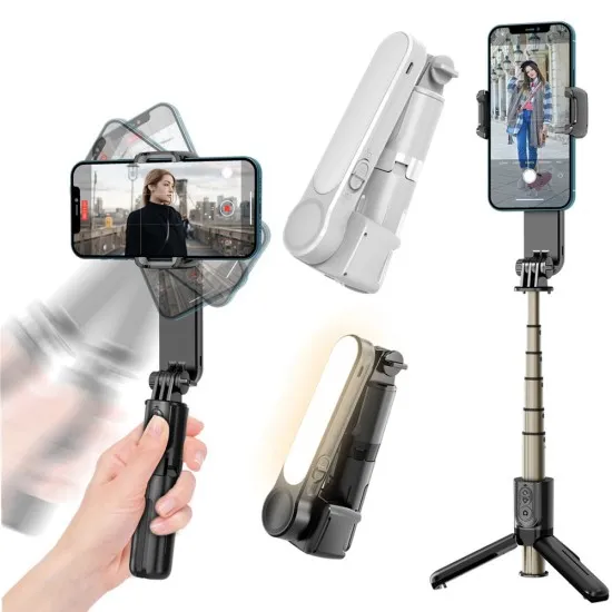 Selfie Stick Gimbal Stabil Bluetooth, 72cm - Techsuit Tripod Mount (L09) - Black Selfie Stick Gimbal Stabil Bluetooth, 72cm - Techsuit Tripod Mount (L09) - Black