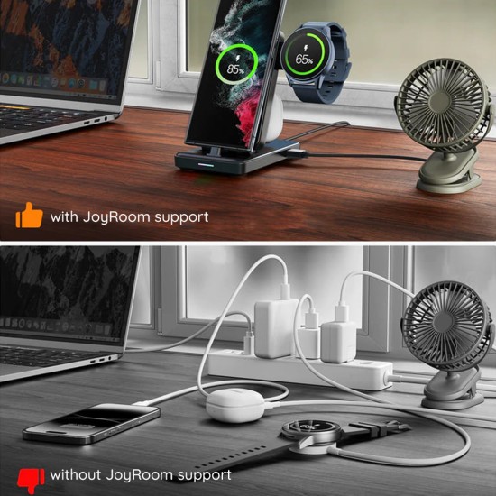 Statie de Incarcare Wireless pentru Phone, Earbuds, Watch - JoyRoom (JR-WQS01) - Black Statie de Incarcare Wireless pentru Phone, Earbuds, Watch - JoyRoom (JR-WQS01) - Black