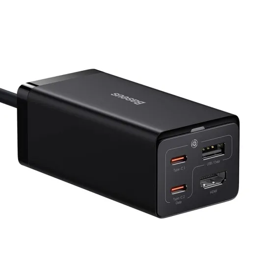 Statie Incarcare HDMI 4K 30Hz, 2x Type-C, USB, 67W, 1.5m + Cablu Type-C, 100W, 40Gbps, 1m - Baseus GaN5 Pro (CCGP110201) - Black