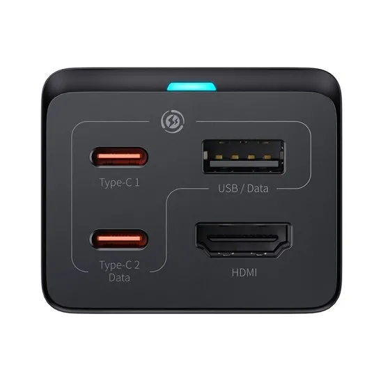 Statie Incarcare HDMI 4K 30Hz, 2x Type-C, USB, 67W, 1.5m + Cablu Type-C, 100W, 40Gbps, 1m - Baseus GaN5 Pro (CCGP110201) - Black