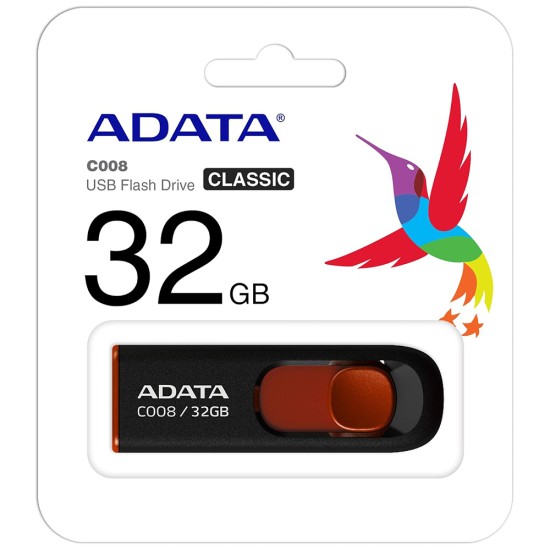 Stick de Memorie 32GB, USB 2.0 - Adata (AC008-32G-RKD) - Black / Red