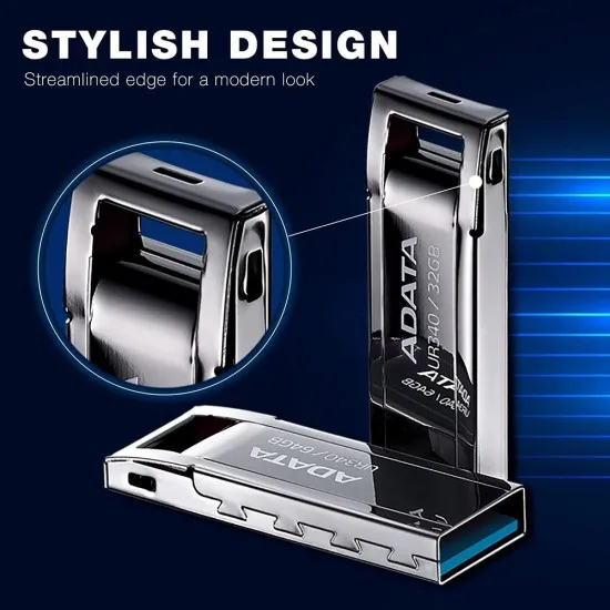 Stick de Memorie 64GB - Adata (AROY-UR340-64GBK) - Metallic Black Stick de Memorie 64GB - Adata (AROY-UR340-64GBK) - Metallic Black