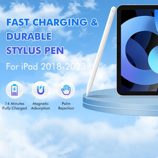 Stylus Pen pentru Tableta, Type-C, Palm Rejection, Tilt Sensitivity, Side Adsorption, 125mAh - Techsuit (AX10-T) - White Stylus Pen pentru Tableta, Type-C, Palm Rejection, Tilt Sensitivity, Side Adsorption, 125mAh - Techsuit (AX10-T) - White