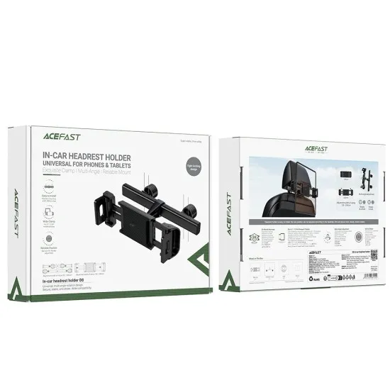 Suport Auto pentru Tetiera, Adjustable, Folding Clamp Arm, 4.7-12.9 - Acefast (D8) - Black Suport Auto pentru Tetiera, Adjustable, Folding Clamp Arm, 4.7-12.9 - Acefast (D8) - Black