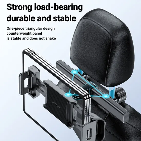 Suport Auto pentru Tetiera, Adjustable, Folding Clamp Arm, 4.7-12.9 - Acefast (D8) - Black Suport Auto pentru Tetiera, Adjustable, Folding Clamp Arm, 4.7-12.9 - Acefast (D8) - Black