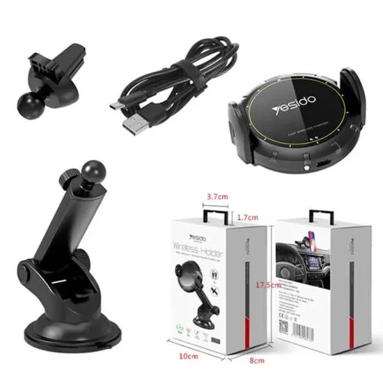 Suport Auto Universal cu Incarcare Wireless 15W - Yesido Extendable Arm (C77) - Black Suport Auto Universal cu Incarcare Wireless 15W - Yesido Extendable Arm (C77) - Black